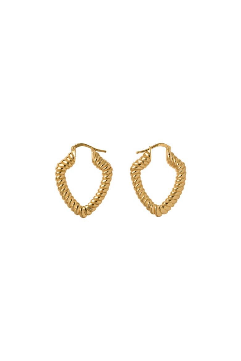 Small Shield Twisted Hoop Earrings, Alternate, color, Gold