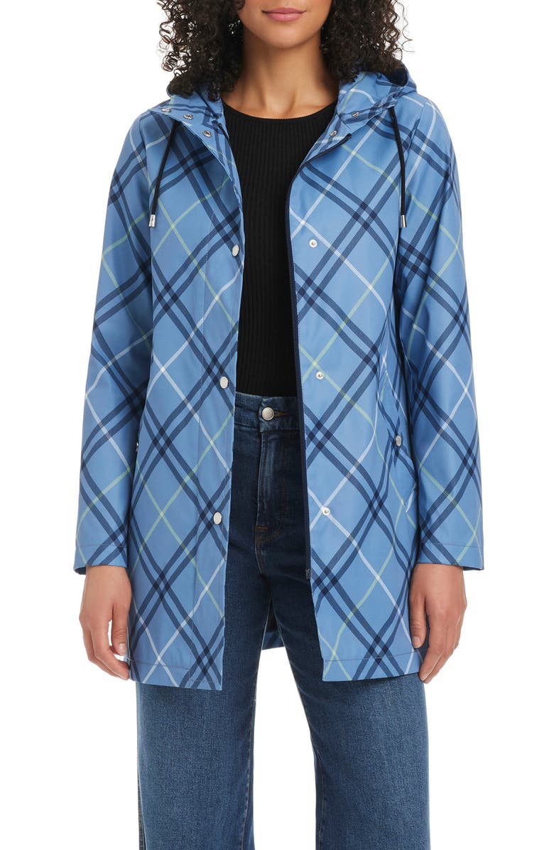 Kate Spade New York Hooded A-Line Jacket, Alternate, color, Timeless Bias Plaid