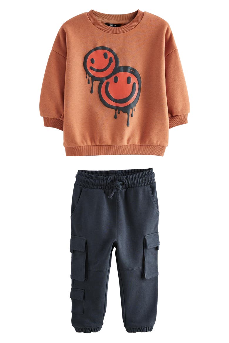 Kids' Smiley Graphic Sweatshirt & Pants Set, Main, color, ORANGE