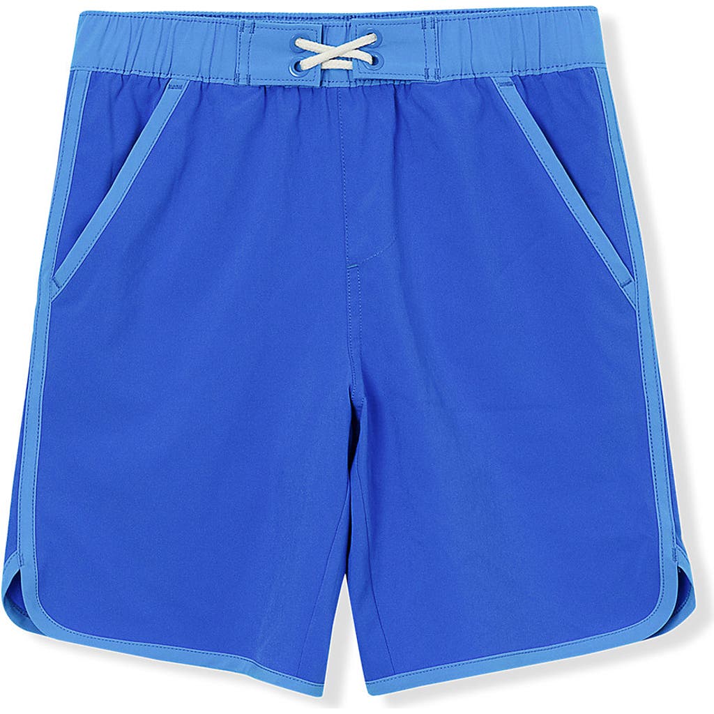 LANDS' END LANDS' END BOYS ACTIVE STRETCH CURVED HEM LONG BOARD SHORT