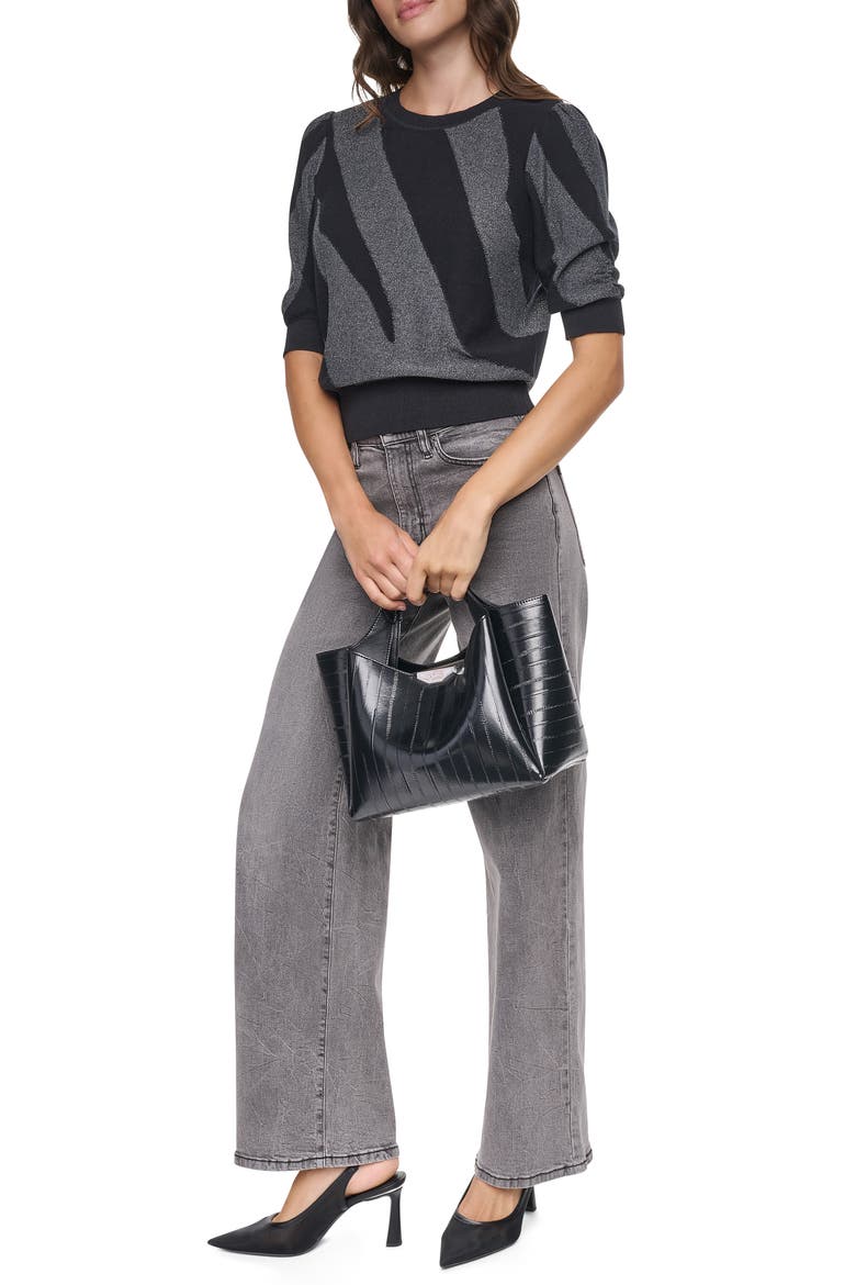 Metallic Colorblock Sweater, Alternate, color, BLK/ ASPHAL