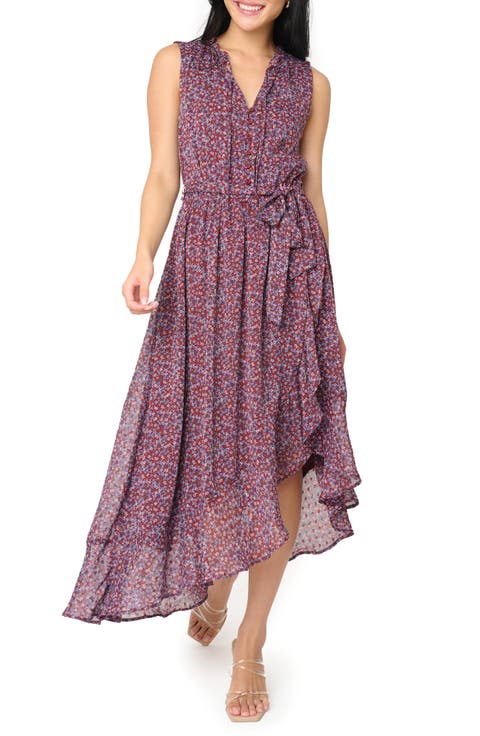 Floral Sleeveless High-Low Dress