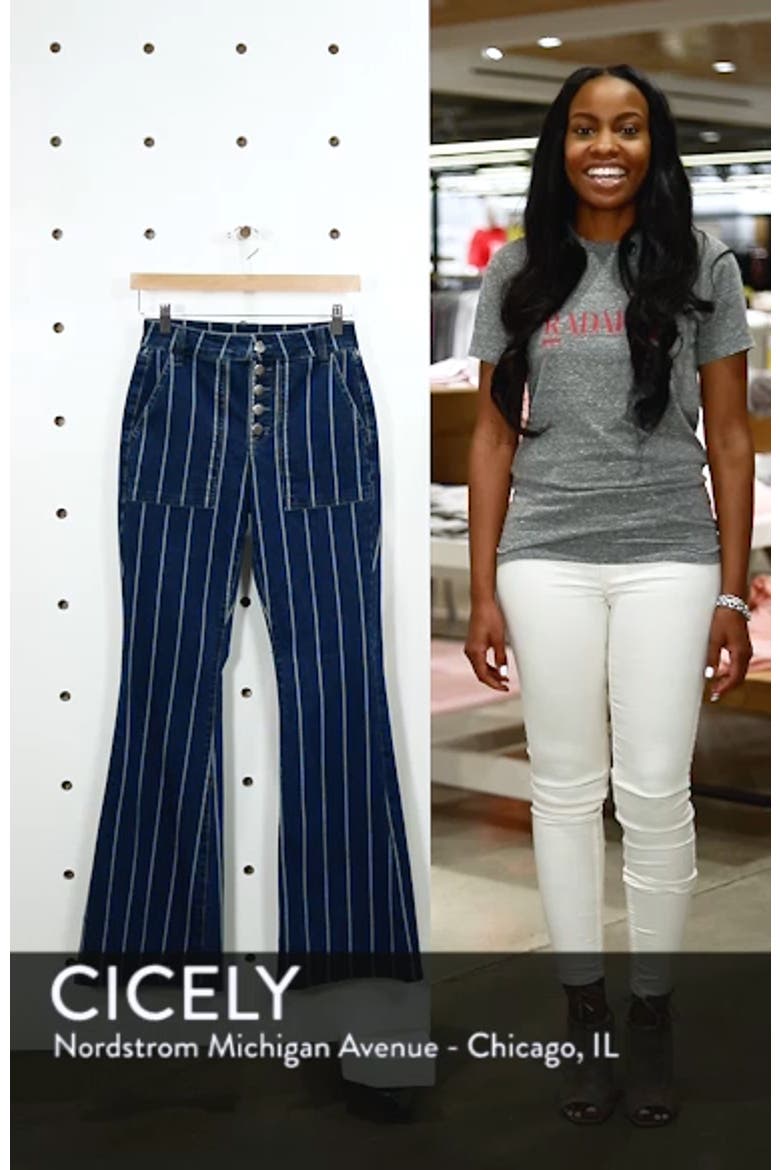 Stripe High Waist Flare Jeans video