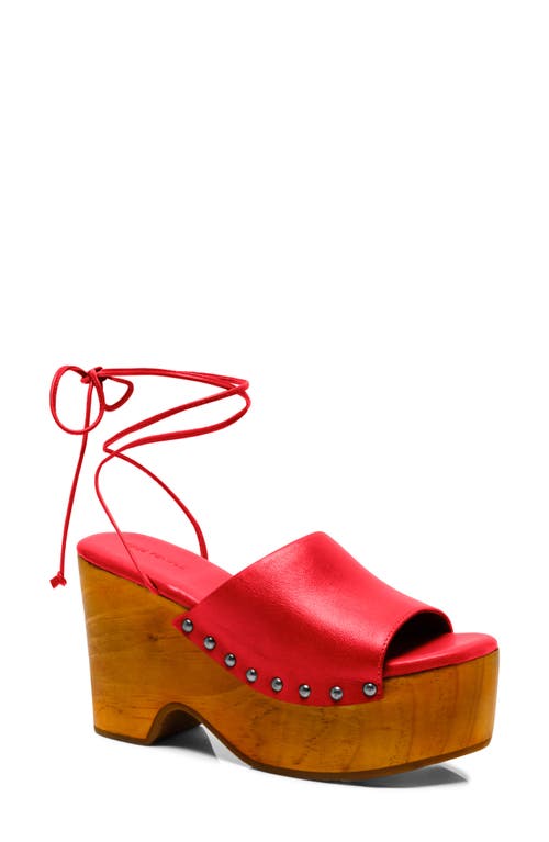 Free People Front Row Ankle Wrap Platform Sandal In Salsa Leather