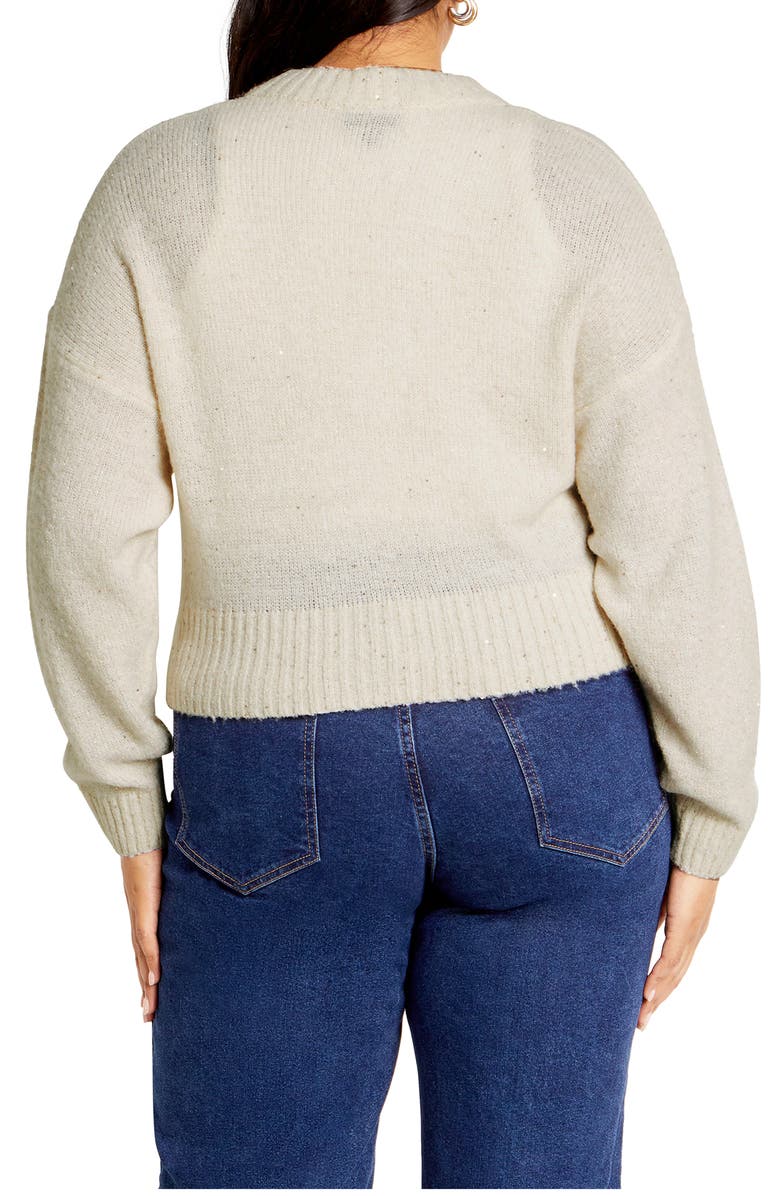 City Chic Remy Metallic Crop Cardigan, Alternate, color, Cream