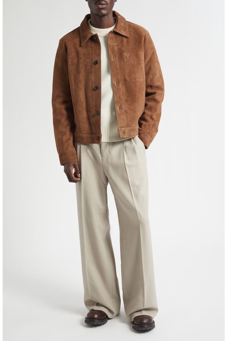Ami De Coeur Leather Shirt Jacket, Alternate, color, HAZELNUT