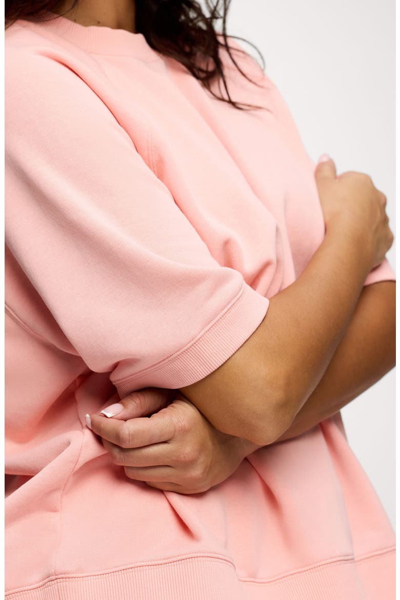 Elbow-Sleeve Cotton Blend French Terry Sweatshirt, Alternate, color, PEACHETTE