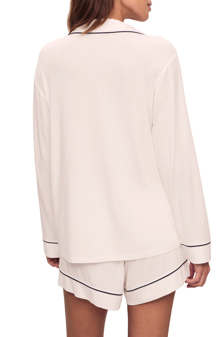 Gisele Relaxed Jersey Knit Short Pajamas, Alternate, color, PURE IVORY/ NAVY