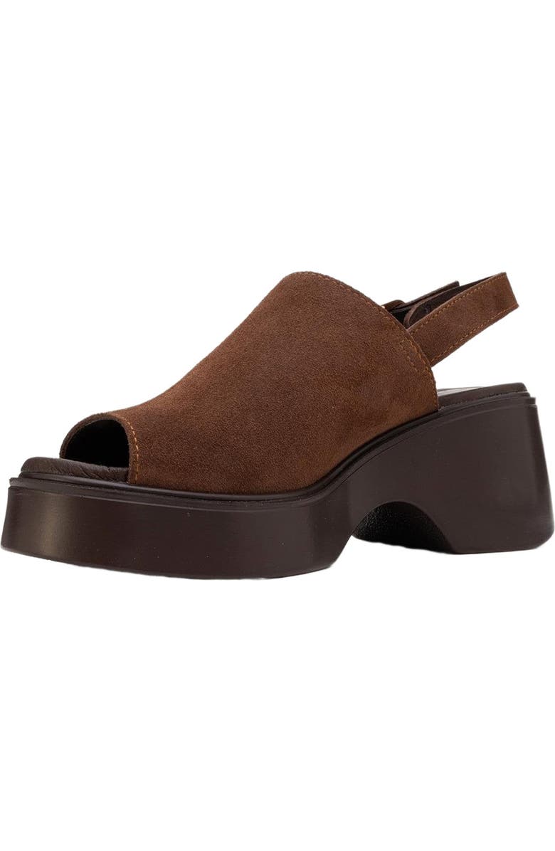 Forever & Always Shoes Power Leather Platform Wedge Sandals, Alternate, color, Dark Brown Suede Leather