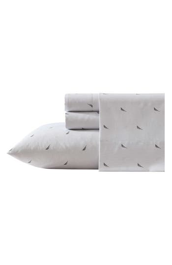 Nautica J-class Boat Stripe Sheet Set In Light Grey
