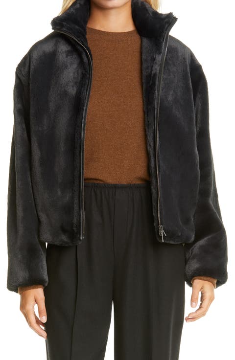 Zip Front Plush Faux Fur Jacket