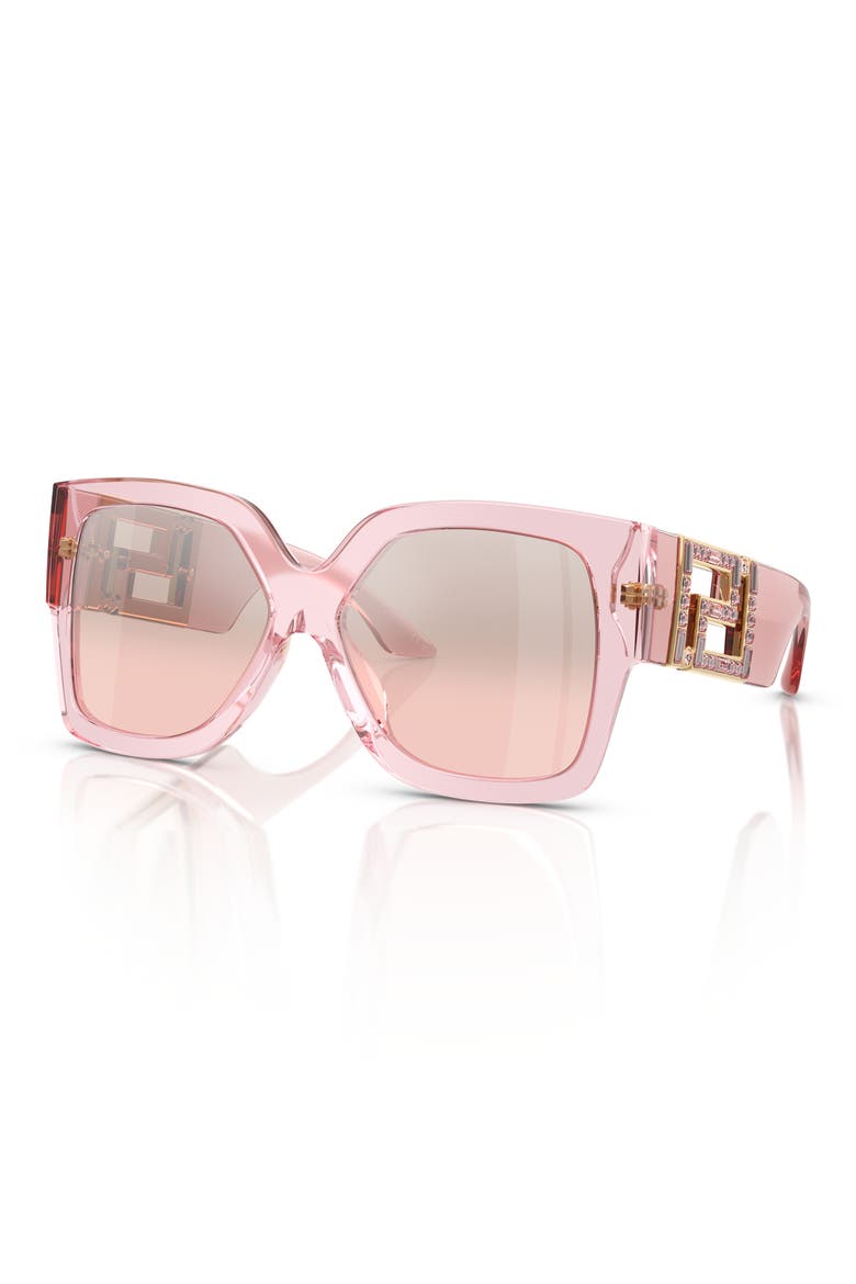 59mm Rectangular Sunglasses, Alternate, color, TRANSPARENT PINK / LIGHT PINK MIRROR SILVER GRAD