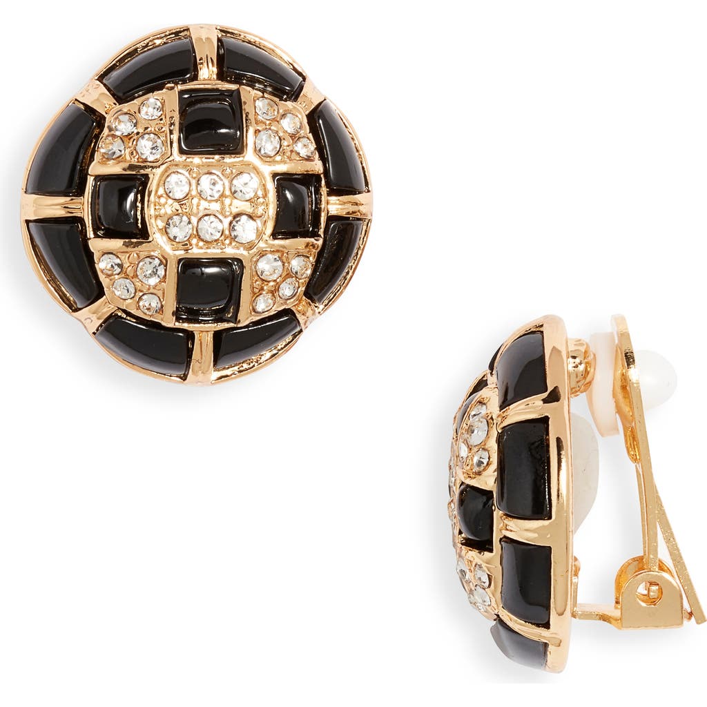 Kenneth Jay Lane Black Button Clip-on Earrings In Black