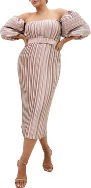 City Chic Krista Off the Shoulder Midi Dress