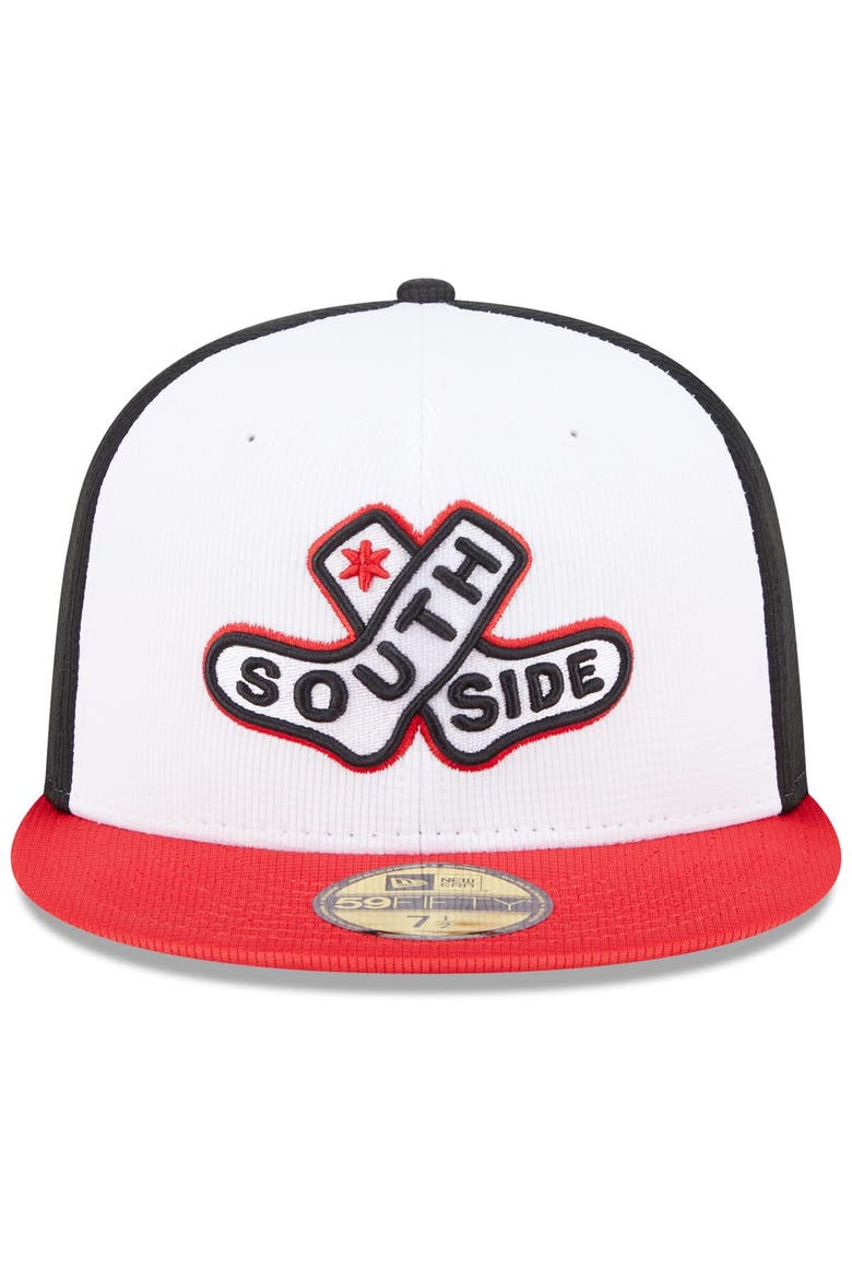 Men's New Era White/Red Chicago White Sox 2025 City Connect Batting Practice 59FIFTY Fitted Hat, Alternate, color, White