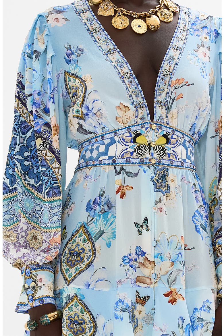 The Al Manial Palace Memoirs Long Sleeve Silk Minidress, Alternate, color, AL MANIAL PALACE MEMOIRS