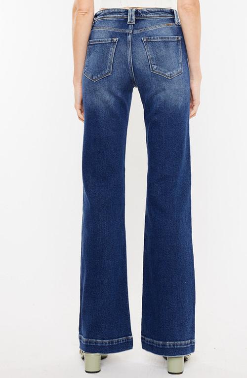 Kancan Alana Wide Bootcut Jean In Denim Blue In Medium Wash