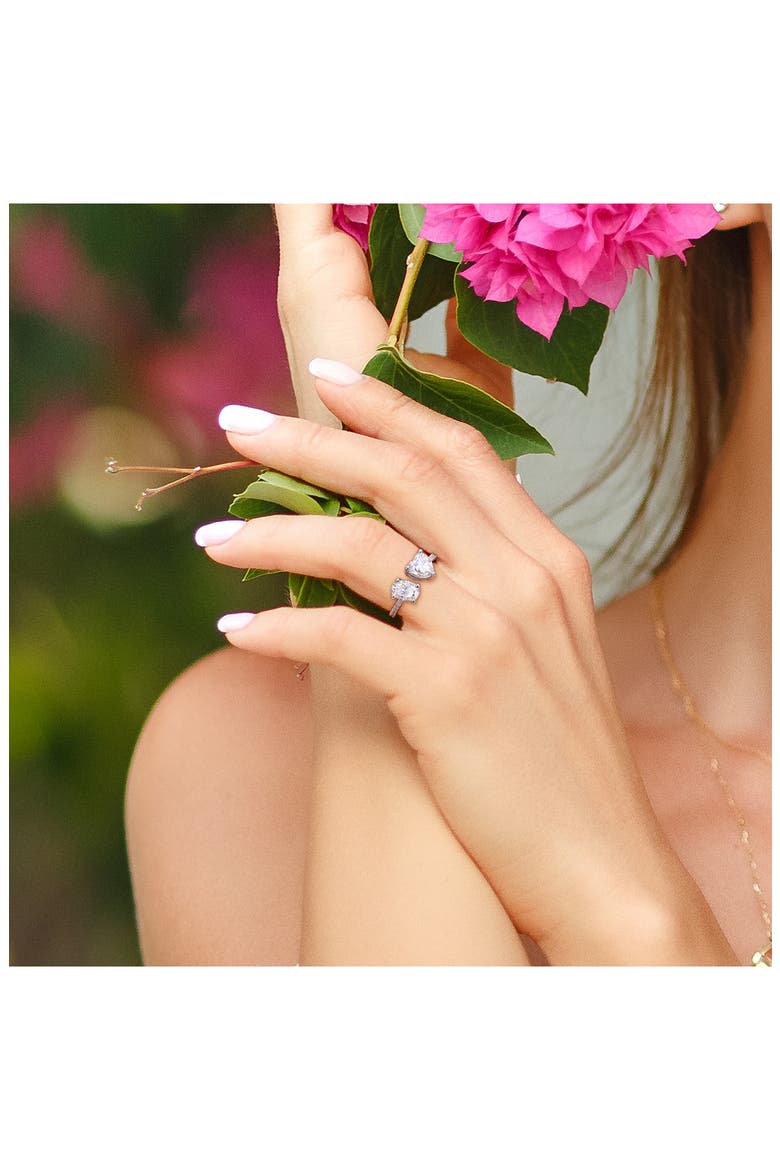 Oval Cut & Heart Cut Moissanite Open Ring, Alternate, color, WHITE