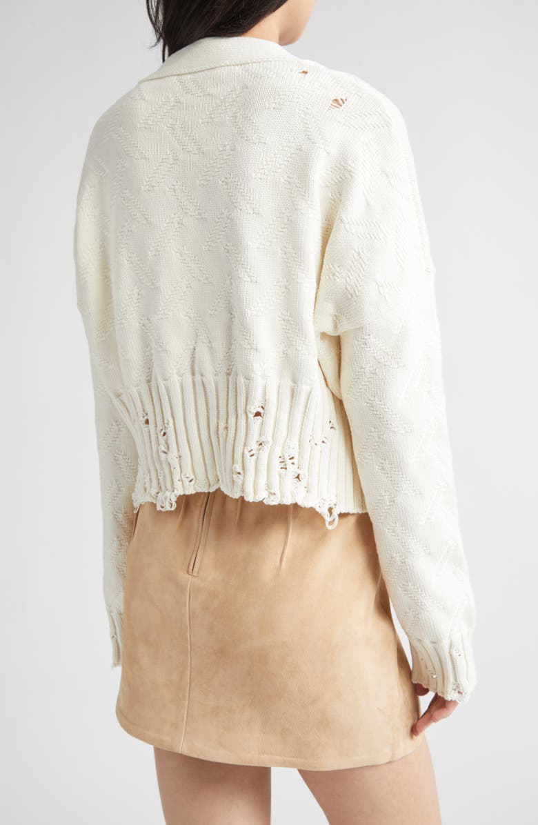 Marni Dishevelled Cotton Crop Cardigan, Alternate, color, 00W01 Lily White