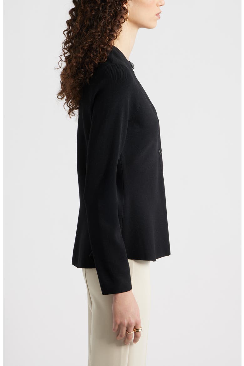 Flared Crewneck Cardigan, Alternate, color, BLACK