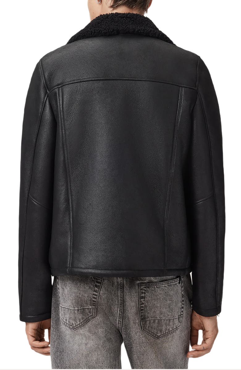 AllSaints Correz Shearling Lined Leather Biker Jacket, Alternate, color, Black/ Black
