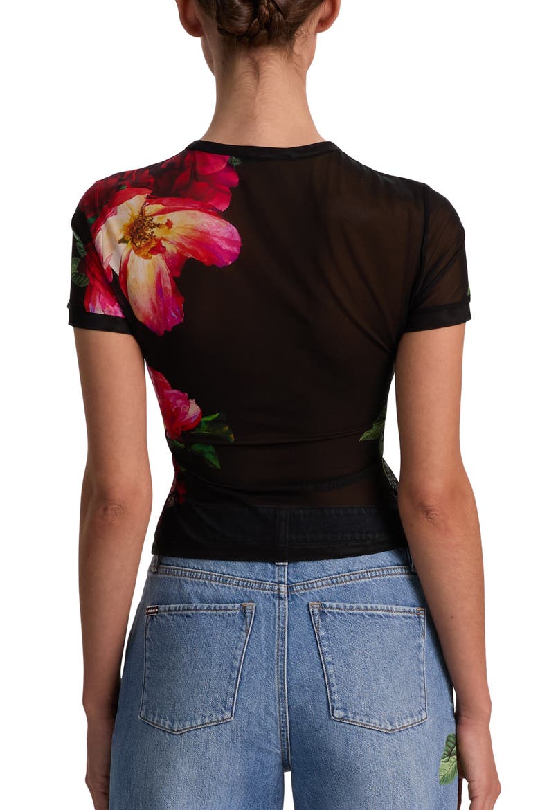 Tess Floral Mesh T-Shirt, Alternate, color, EMPRESS BLOOM BLACK