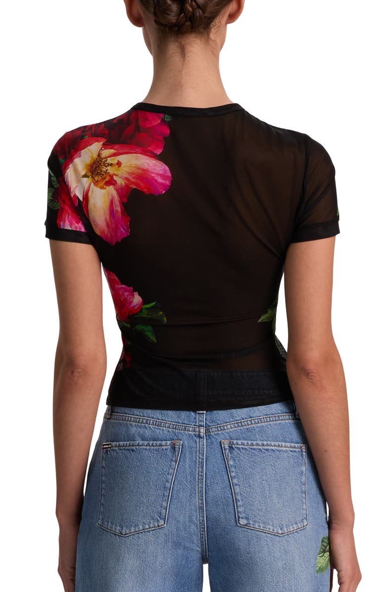 Alice + Olivia Tess Floral Mesh T-Shirt, Alternate, color, Empress Bloom Black