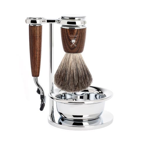 Rytmo Steamed Ash 4-Piece Pure Badger & Mach-3 Shaving Set