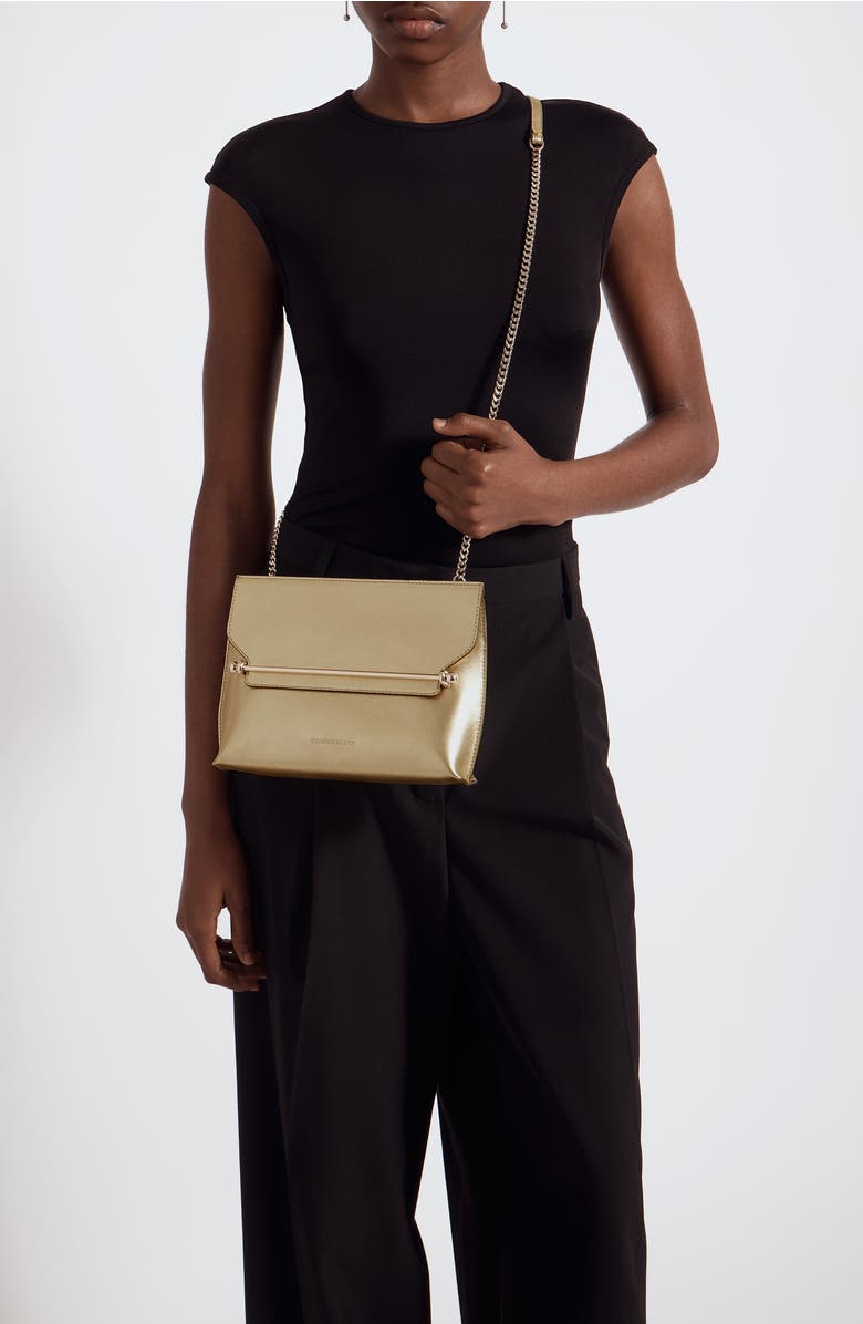 Strathberry Stylist Metallic Leather Crossbody Bag, Alternate, color, Gold