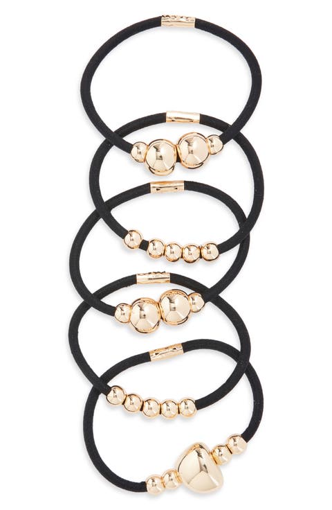 5-Pack Beaded Ponytail Holders