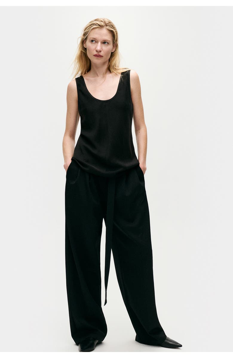 SILK LAUNDRY SCOOP NECK TANK BLACK, Main, color, 