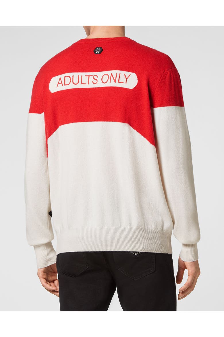 Pullover Round Neck Men, Alternate, color, white