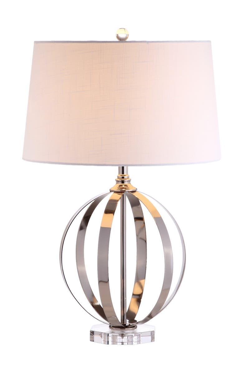 JONATHAN Y Logan 26" Metal Orb LED Table Lamp, Polished Nickel, Main, color, Polished Nickel/Clear
