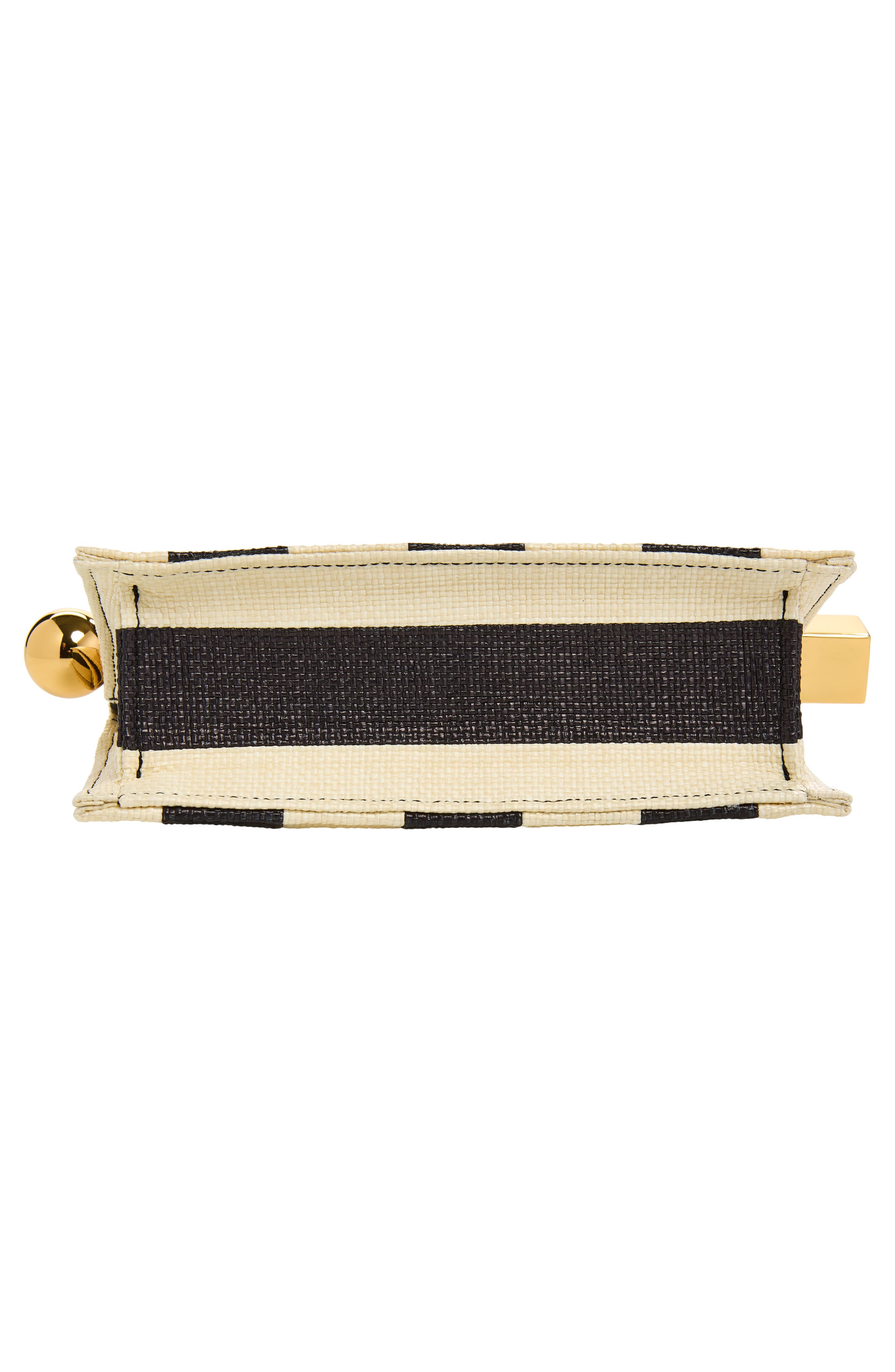 Jacquemus La Petite Pochette Rond Carré Nylon Clutch, Alternate, color, Natural / Black 1Fy