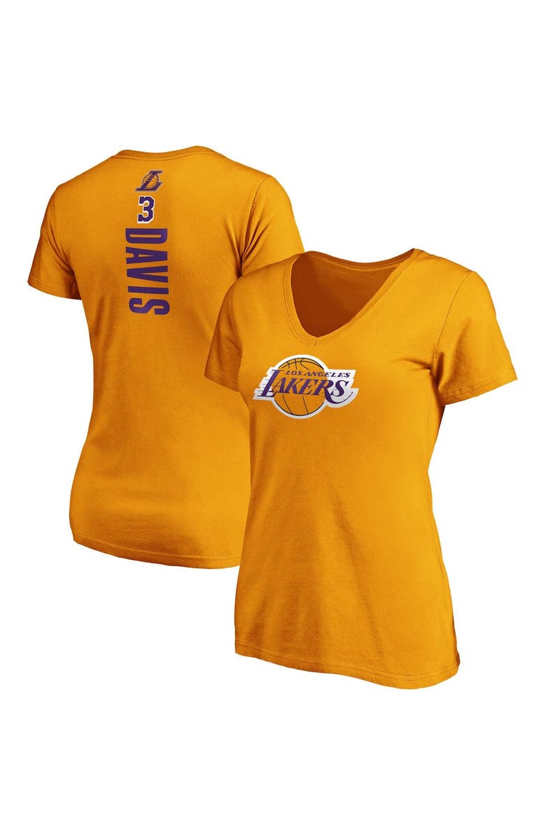FANATICS Women's Fanatics Branded Anthony Davis Gold Los Angeles Lakers Team Playmaker Name & Number V-Neck T-Shirt, Main, color, 