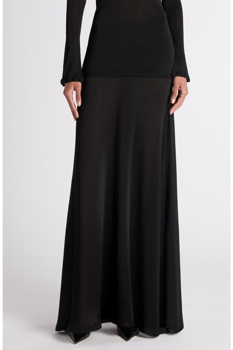 Liquid Viscose Blend A-Line Maxi Skirt, Main, color, BLACK