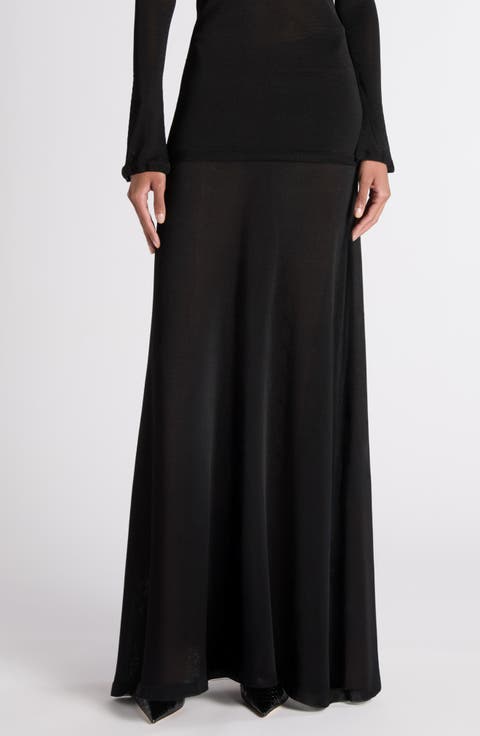 Liquid Viscose Blend A-Line Maxi Skirt