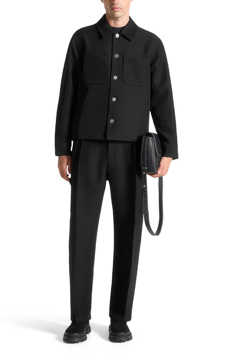 Manière De Voir Benoit Twill Pocket Cropped Shirt, Alternate, color, Black