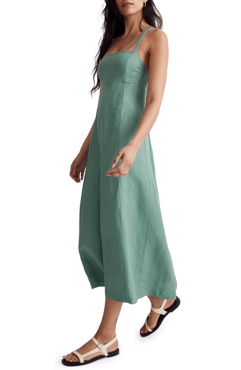 Madewell Tie Back Cami Linen Blend Midi Dress, Alternate, color,