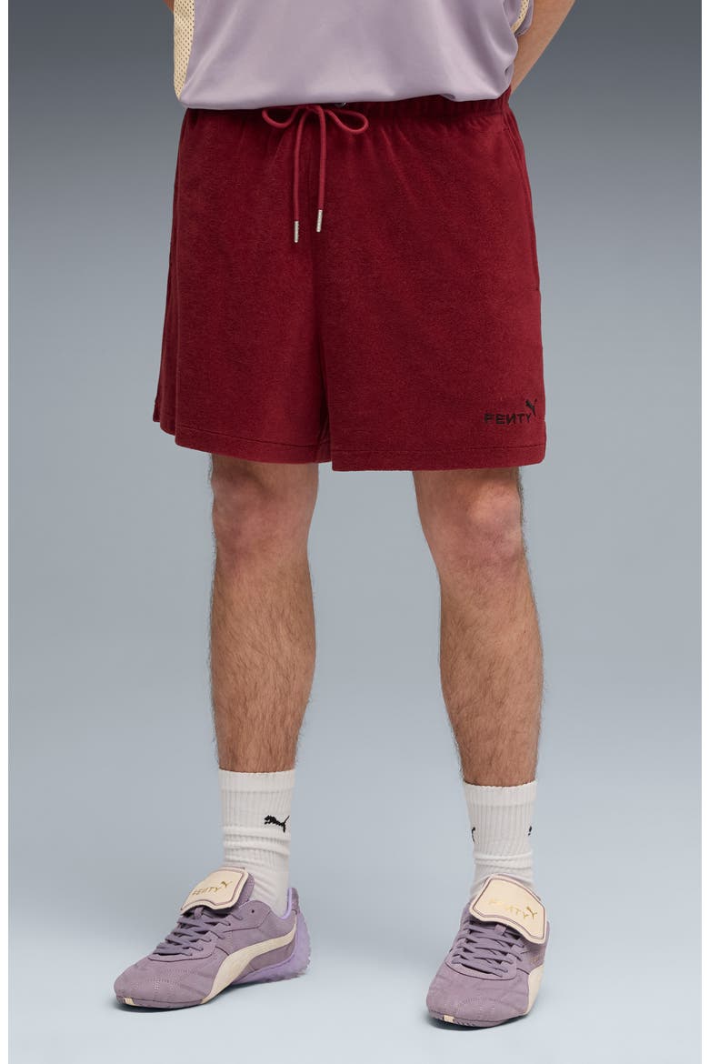 x Fenty Towel Cotton Blend Terry Track Shorts, Main, color, TEAM REGAL RED