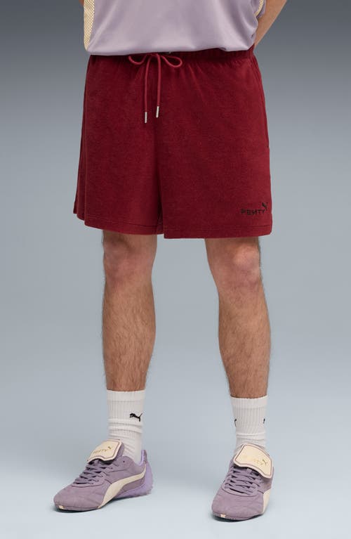 Puma X Fenty Towel Cotton Blend Terry Track Shorts In Red