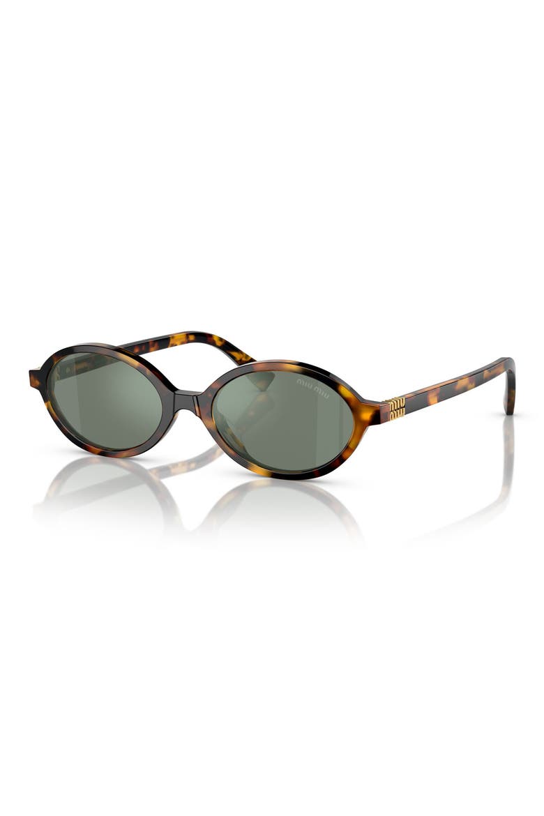 50mm Oval Sunglasses, Alternate, color, HONEY HAVANA / GREEN / SILVER