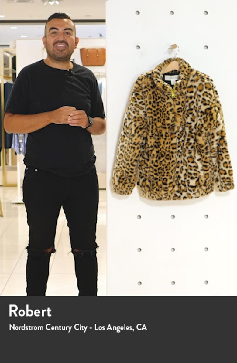 Kids' Leopard Print Faux Fur Half Zip Jacket, sales video thumbnail
