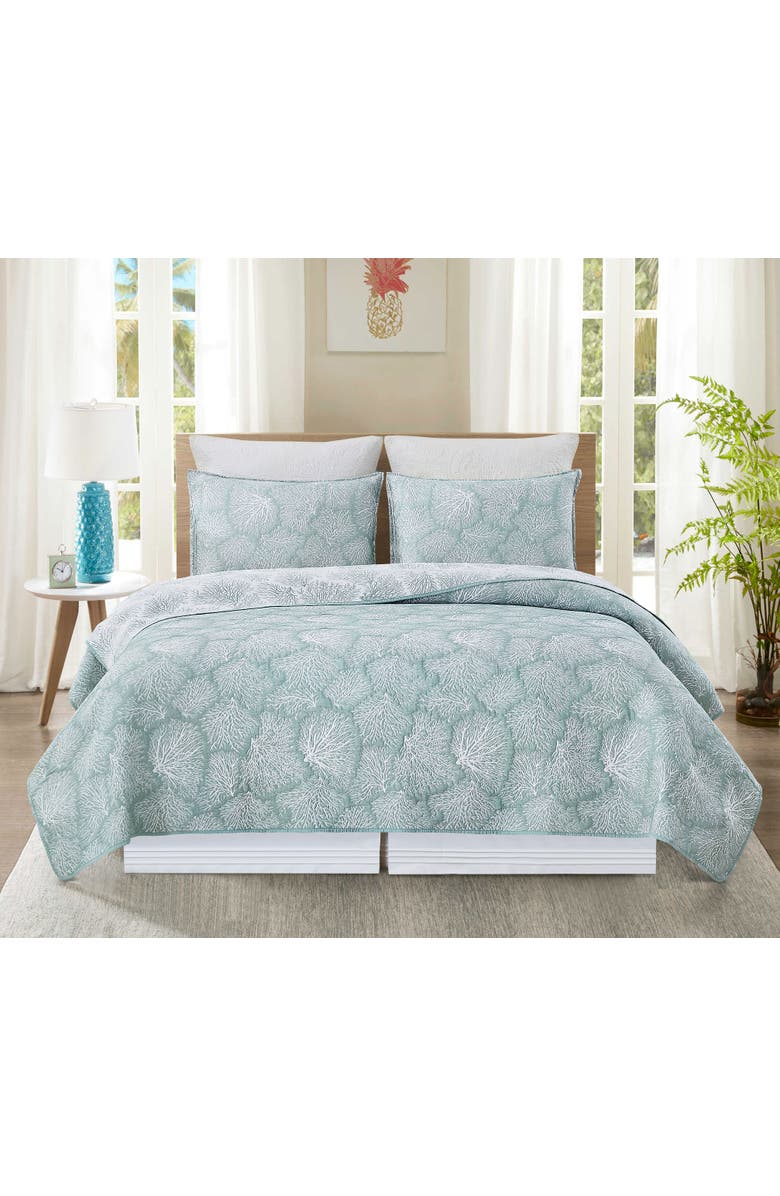 C&F Home Seafoam Coral Jaquard Coverlet Set, Alternate, color, Blue