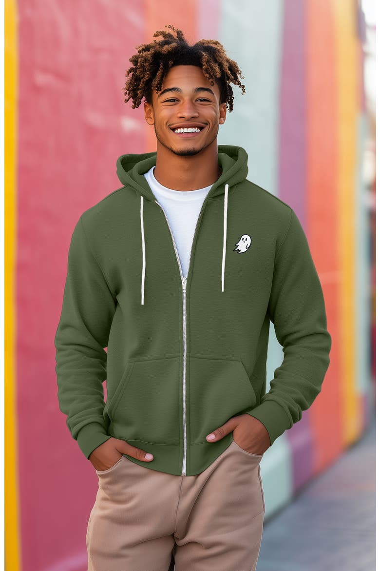 Ghost Zip Hoodie, Alternate, color, Military Green