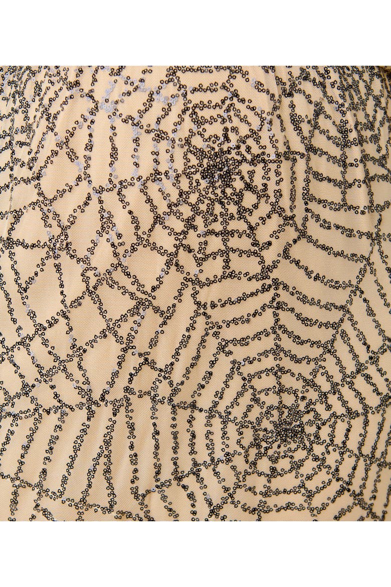 Plus Size Sequin Faux Wrap Maxi Dress, Alternate, color, Beige Spider Web Print