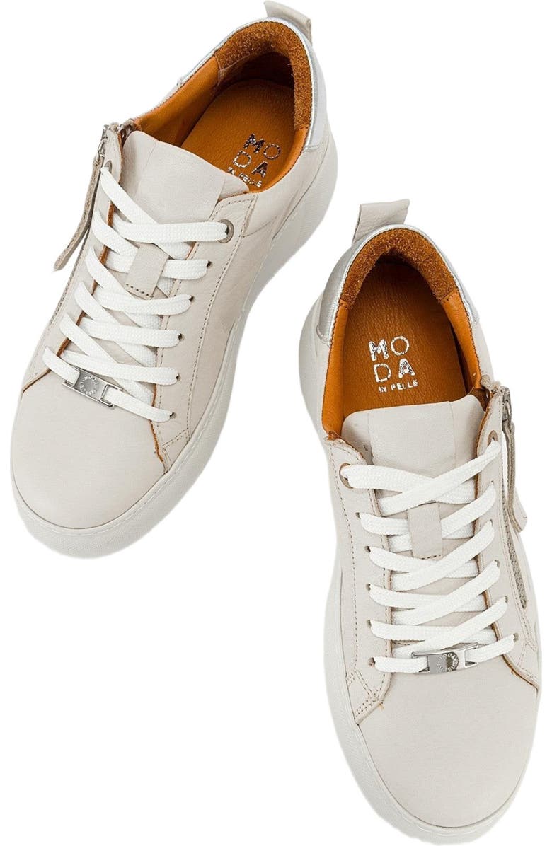 Forever & Always Shoes Allie Leather Zip Sneaker, Alternate, color, Beige Leather