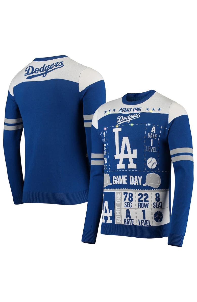 FOCO Men's FOCO Royal Los Angeles Dodgers Ticket Light-Up Ugly Sweater, Main, color, 