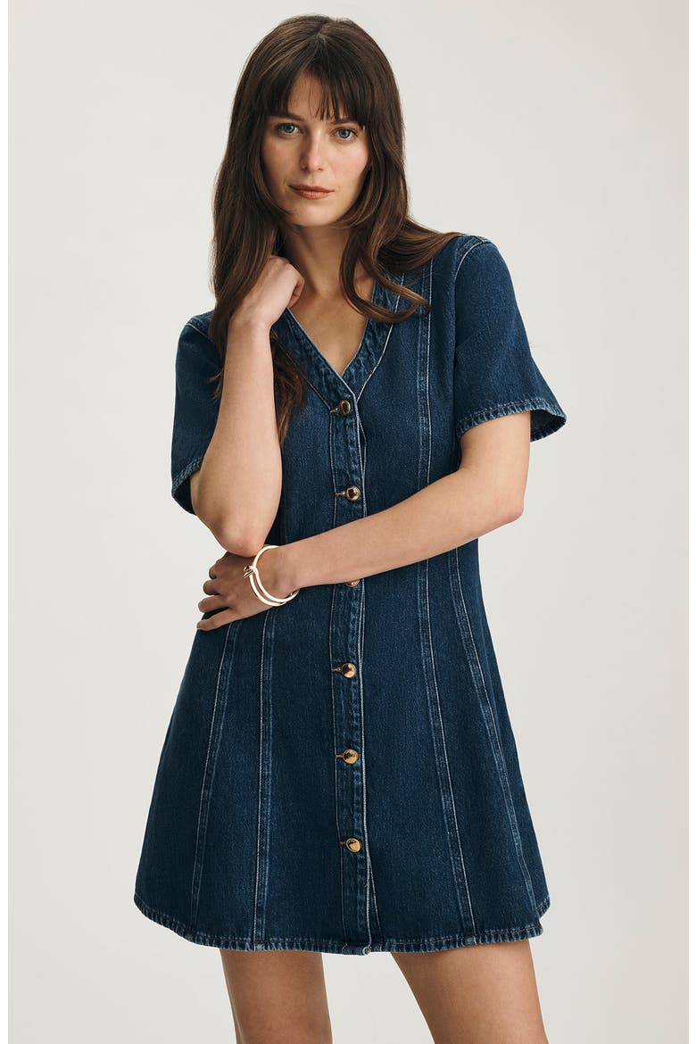 Kristy Cotton Denim Shirtdress, Alternate, color, DARK GOLD PREMIUM