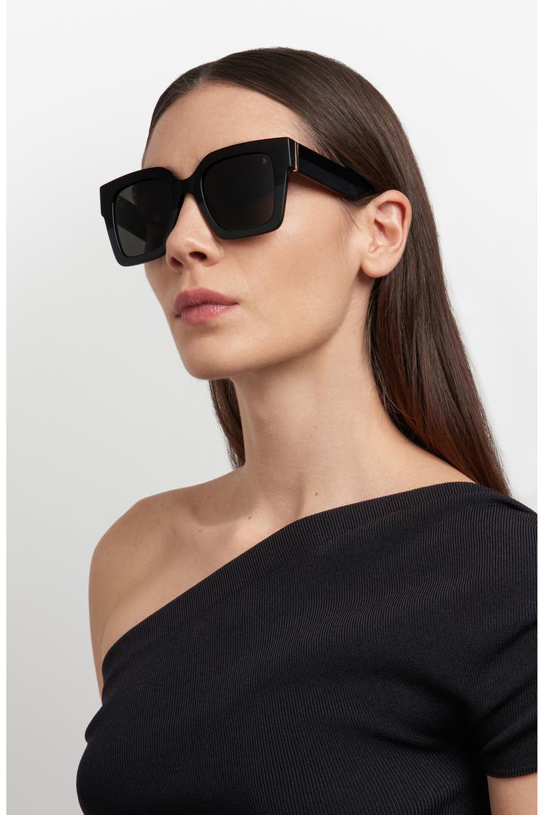 51mm Polarized Square Sunglasses, Alternate, color, BLACK